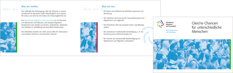 Flyer für den Arbeitskreis Migration und Gesundheit Rhein-Neckar-Kreis und Heidelberg