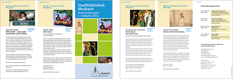 Flyer fr das Veranstaltungsprogramm der Stadtbcherei Mosbach