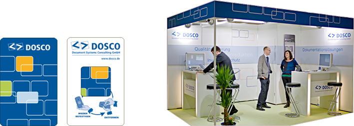 DOSCO 3 / Karte mit Mobile Cleaner als Give Away und Messestandgestaltung fr die tekom-Messe